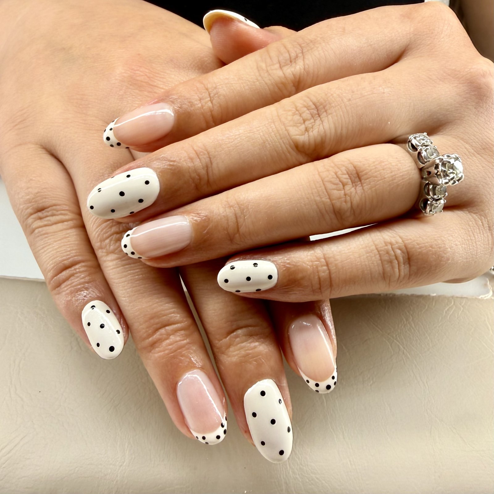 Polka-dot French nails