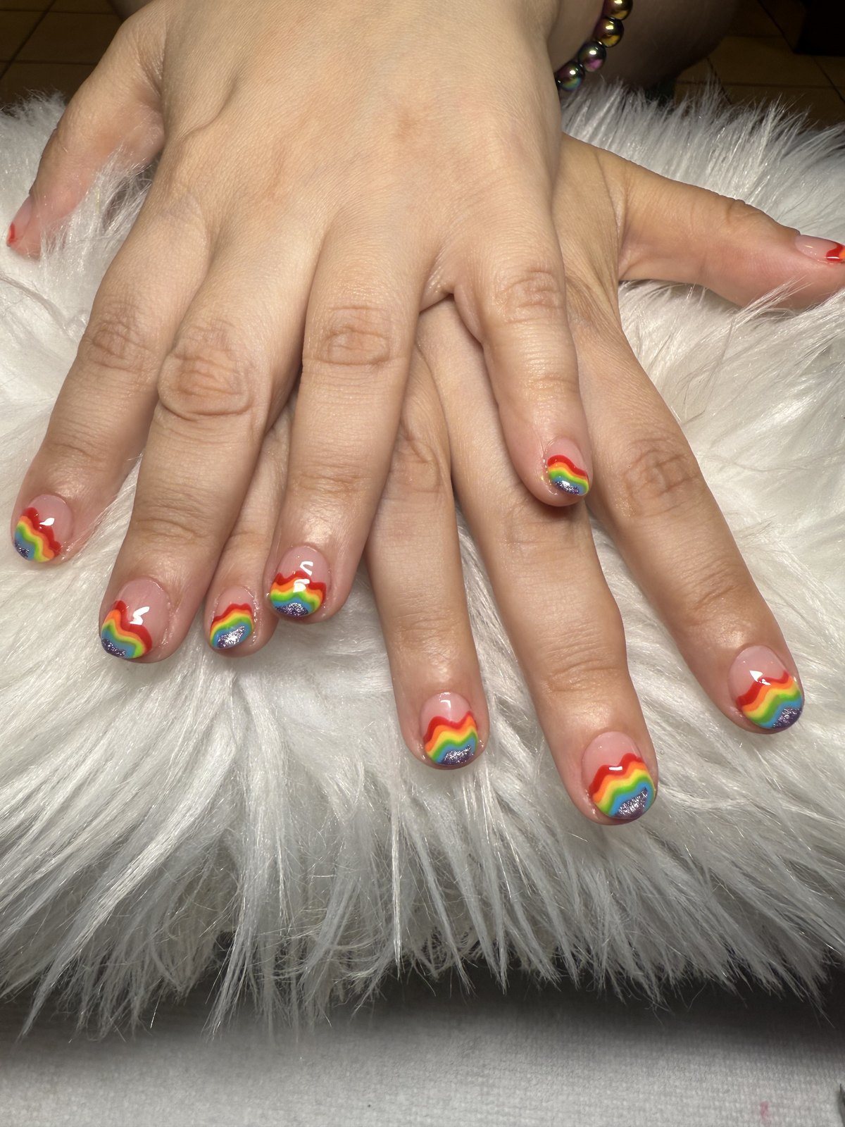 Rainbow swirl nail art
